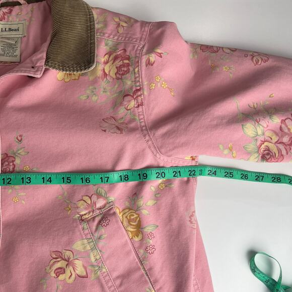 Vintage L.L. Bean Barn Chore Coat Floral Pink Jacket Medium Quilted Thinsulate - Picture 6 of 16